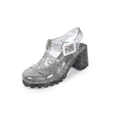 Girls silver heeled jelly sandals